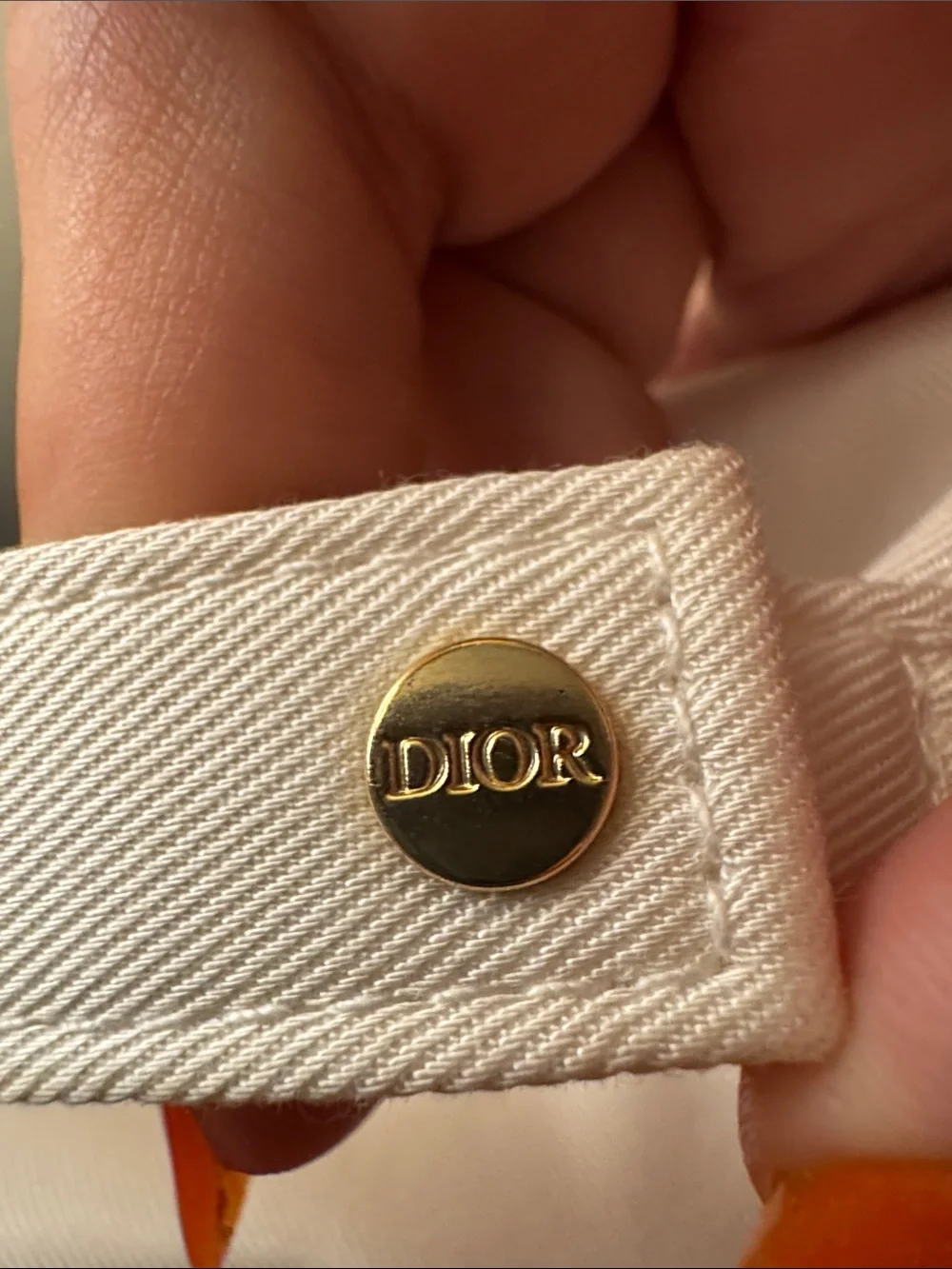 Dior Cream Embroidered Logo Makeup Pouch w/Snap Handle Bundle